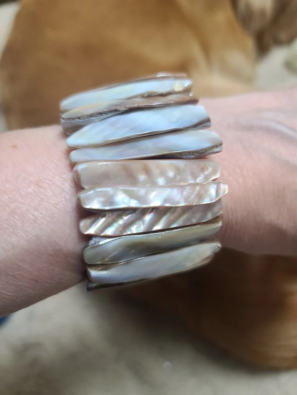 Iridescent Mother-of-Pearl Stretch Bracelet - Women Accessories